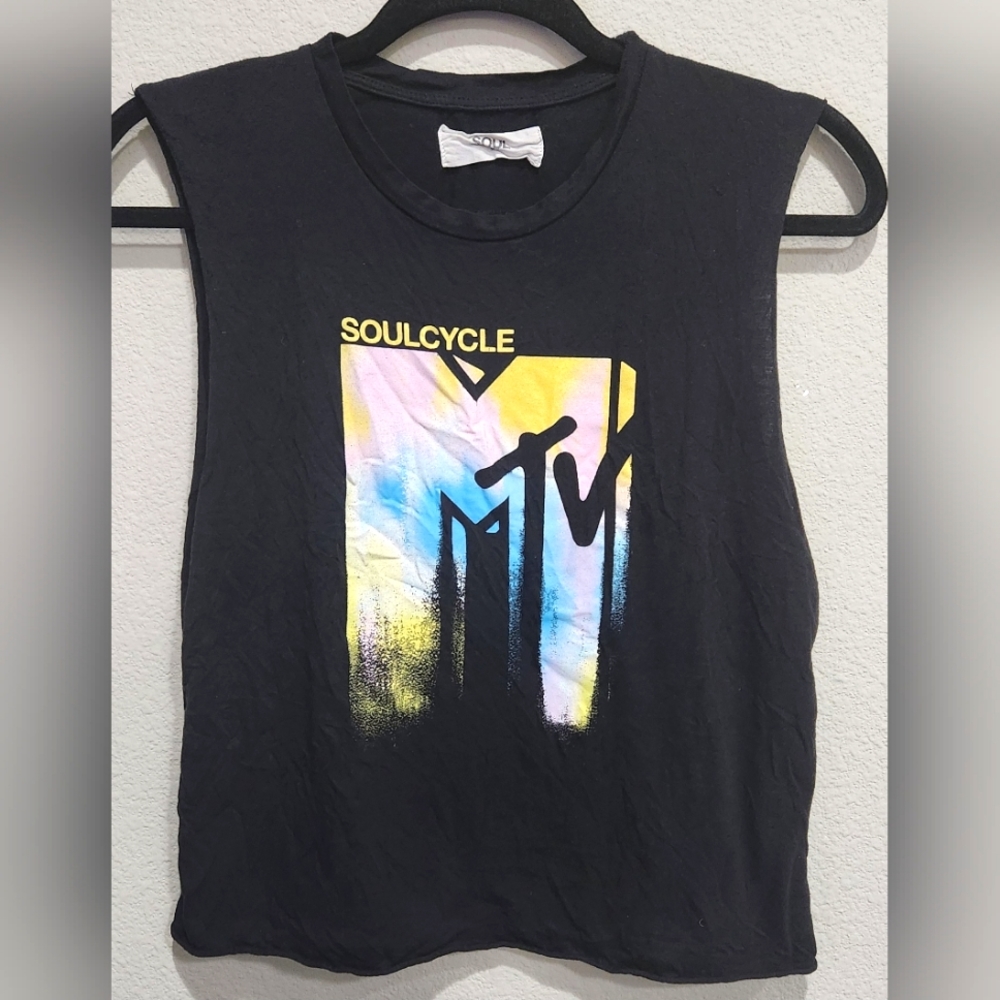 Soulcycle Mtv black cropped shirt women's size Small